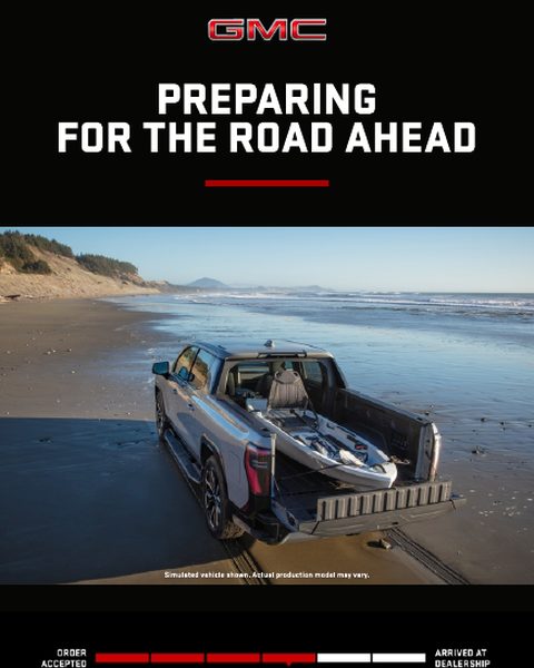 GMC Sierra EV order email, Available to ship: Preparing for the road ahead