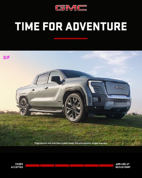 GMC Sierra EV order email, At the dealership: Time for adventure