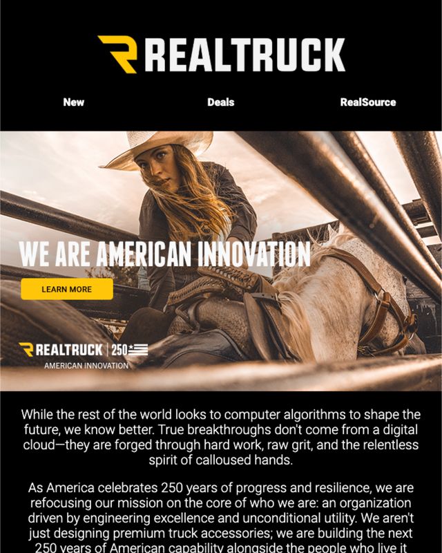 RealTruck email: We are American Innovation