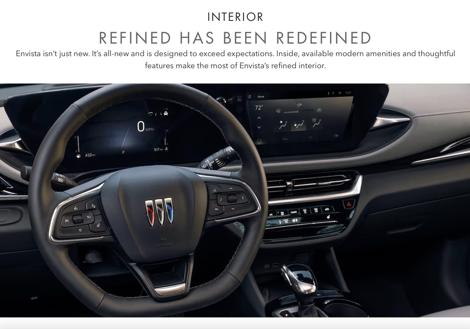 Buick.com: Refined has been redefined, Envista interior