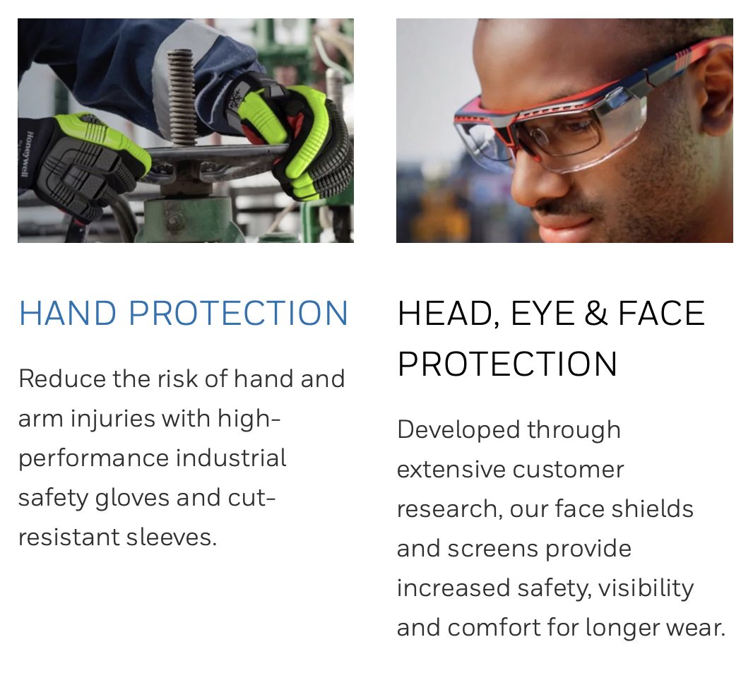 Honeywell.com: Hand protection and head, eye and face protection