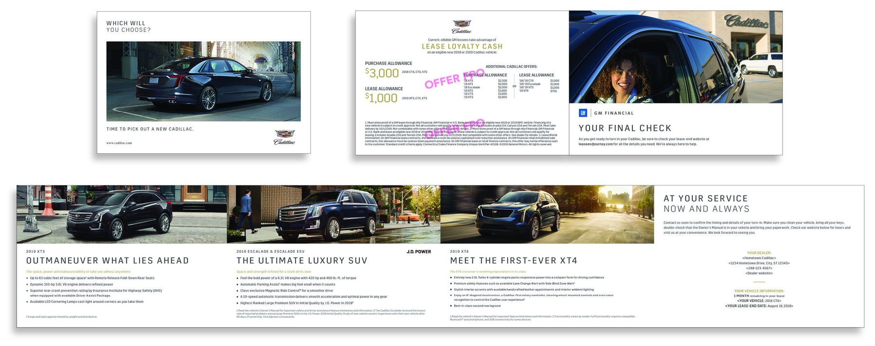 Cadillac lease-end direct mail, one month out: Which will you choose?