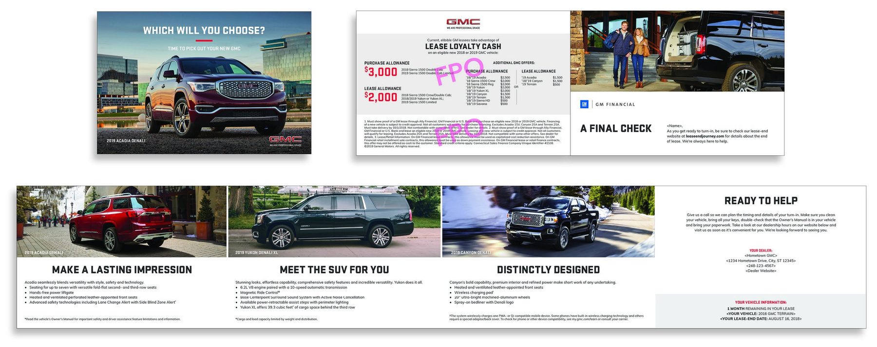 GMC lease-end direct mail, one month out: Which will you choose?
